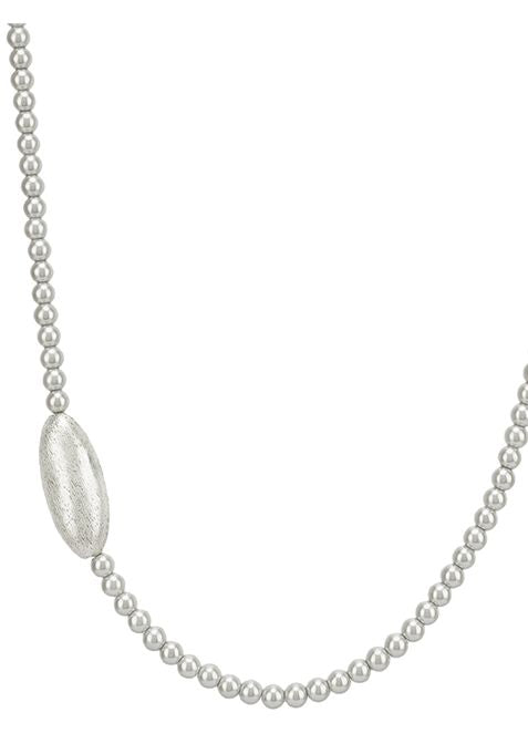 White Beaded Brass Necklace