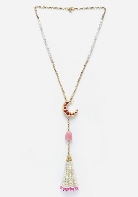 Red And Pink Gold Plated Pearl Natural Stone Haar Necklaces