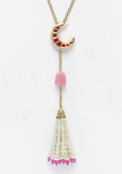 Red And Pink Gold Plated Pearl Natural Stone Haar Necklaces