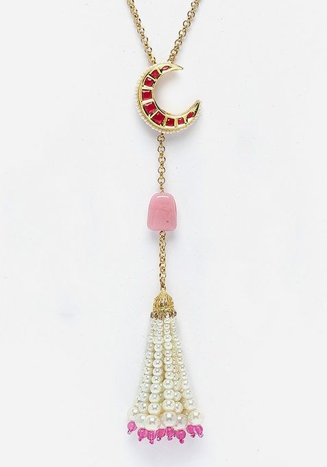 Red And Pink Gold Plated Pearl Natural Stone Haar Necklaces