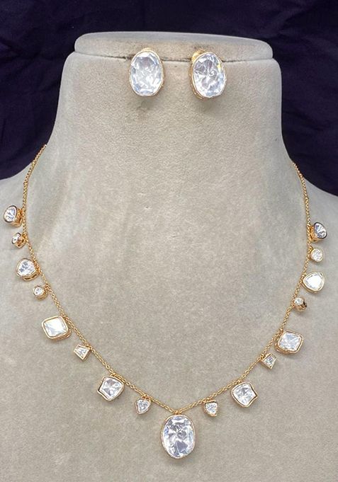 Gold Plated Cubic Zircon American Diamond Necklace