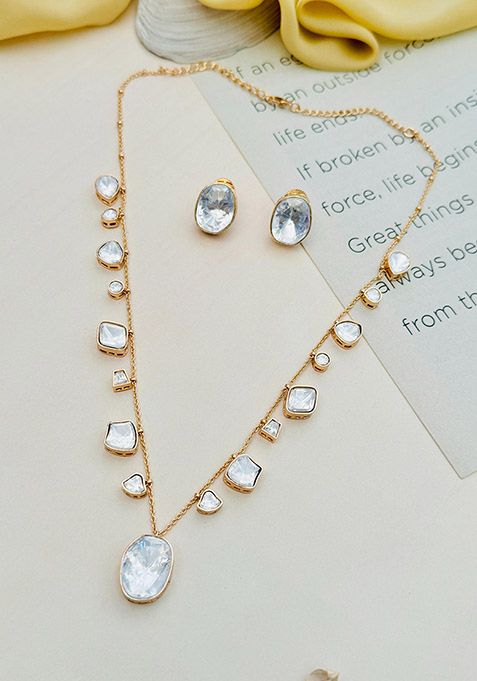 Gold Plated Cubic Zircon American Diamond Necklace