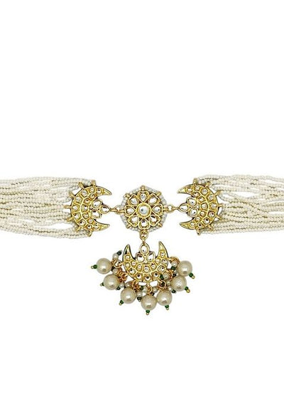 Gold Kundan Studded Necklace Set