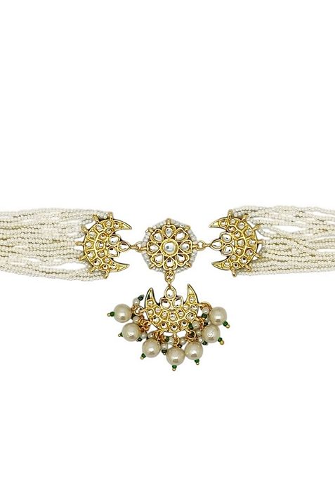 Gold Kundan Studded Necklace Set