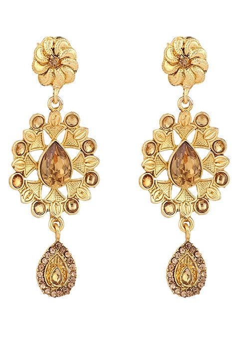 Gold Plated Cubic Zirconia Necklace Set With Maang Tikka