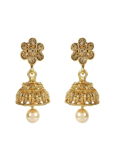 Gold Plated Artificial Stone And Bead Necklace Set
