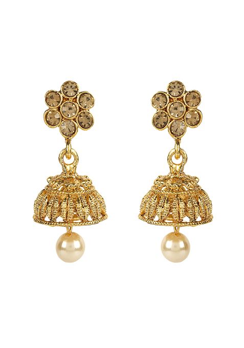 Gold Plated Artificial Stone And Bead Necklace Set