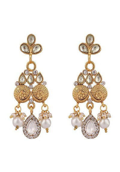 Gold Plated Artificial Stone And Bead Necklace Set With Maang Tikka