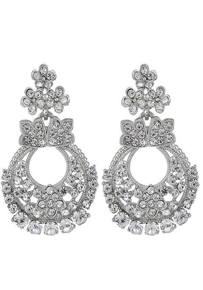 White Silver Plated American Diamond Necklace Set With Maang Tikka
