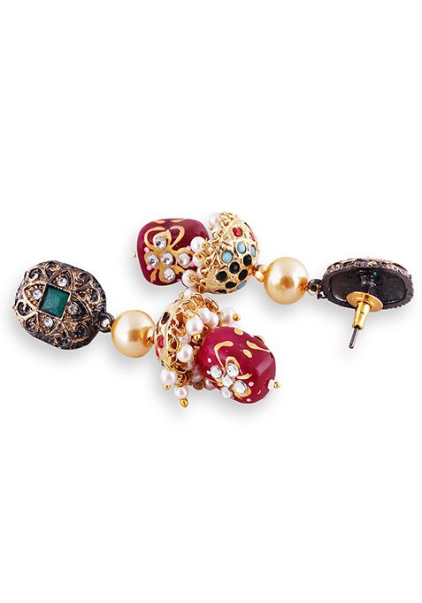 Gold Plated Cubic Zircon American Diamond Mangalsutra Earrings Set