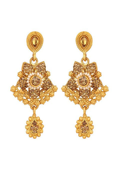 Gold Plated Artificial Stone And Bead Necklace Set With Maang Tikka
