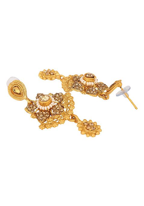 Gold Plated Artificial Stone And Bead Necklace Set With Maang Tikka