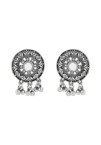 Navratri Ethnic Silver Oxidized Traditional Afghani Choker Necklace Jewellery Set