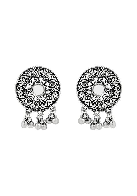 Navratri Ethnic Silver Oxidized Traditional Afghani Choker Necklace Jewellery Set