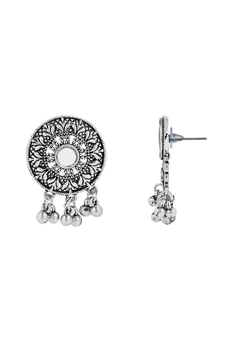 Navratri Ethnic Silver Oxidized Traditional Afghani Choker Necklace Jewellery Set