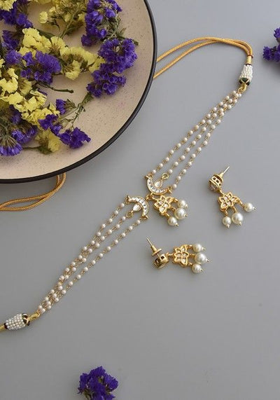 White Gold Tone Kundan Necklace Set