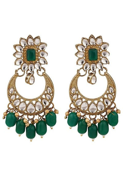Green Cubic Zirconia Necklace Set With Maang Tikka