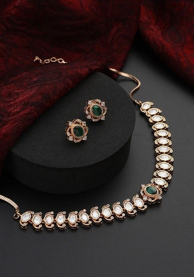 Green Polki Choker Necklace Set
