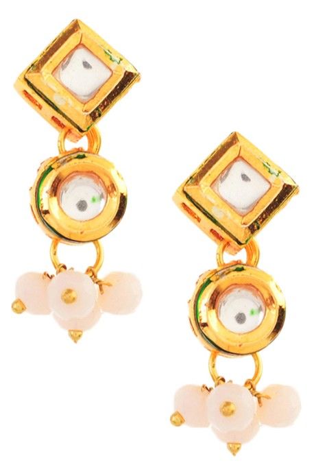 White Gold Tone Kundan Onyx Choker Necklace And Earrings Set