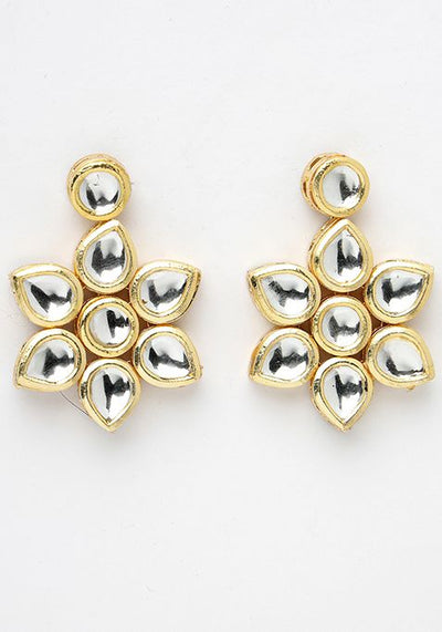 Gold Gold Plated Kundan 2 Layered Handcrafted Jewellery Sets With Drop Earrings