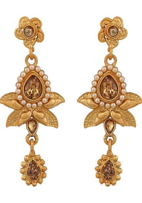 Gold Plated Artificial Stone And Bead Necklace Set With Maang Tikka