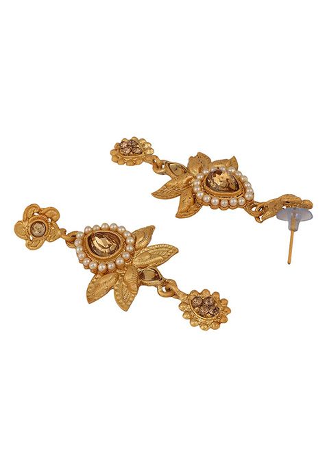 Gold Plated Artificial Stone And Bead Necklace Set With Maang Tikka