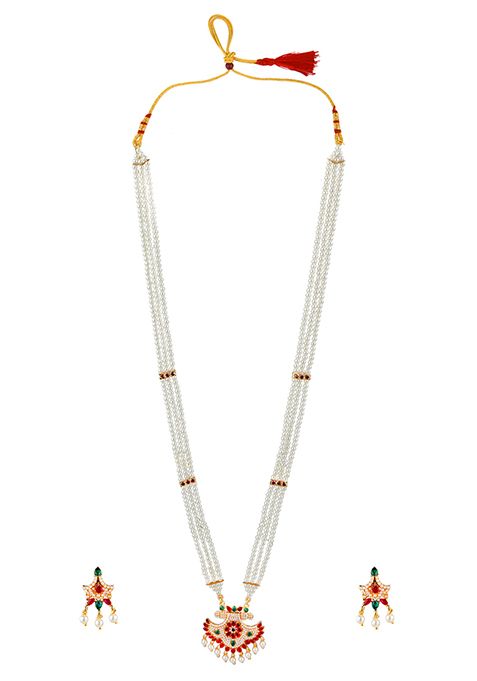 Gold Plated Triple Layered Bead Necklace Set