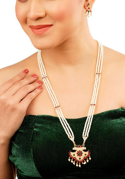 Gold Plated Triple Layered Bead Necklace Set
