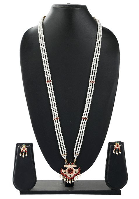 Gold Plated Triple Layered Bead Necklace Set