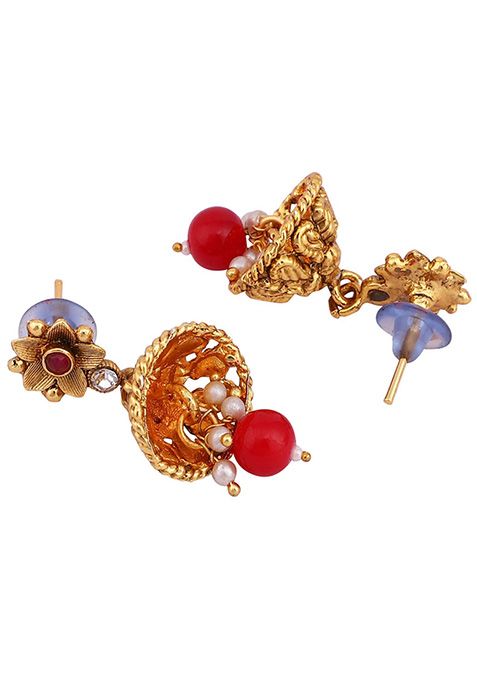 Multicolour Gold Plated Artificial Stone And Bead Necklace Set