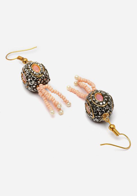 Pink And Ivory Pearl Necklace And Earrings Set