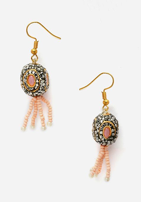 Pink And Ivory Pearl Necklace And Earrings Set