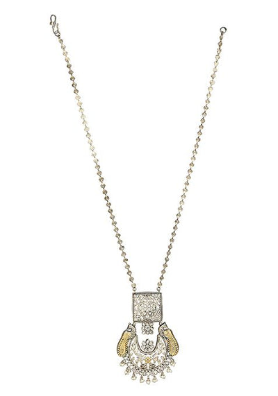 Handcrafted Dual Tone Brass Necklace And Earrings Set