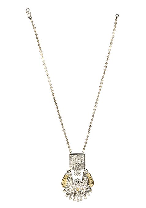 Handcrafted Dual Tone Brass Necklace And Earrings Set