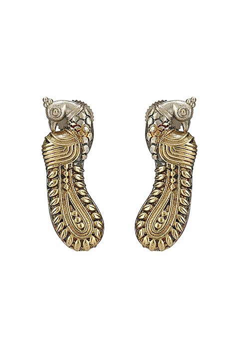 Handcrafted Dual Tone Brass Necklace And Earrings Set
