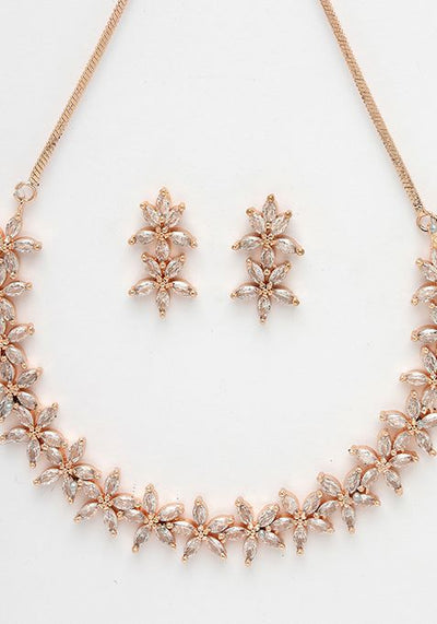 Gold Gold Plated Cz Stone Handcrafted Jewellery Set