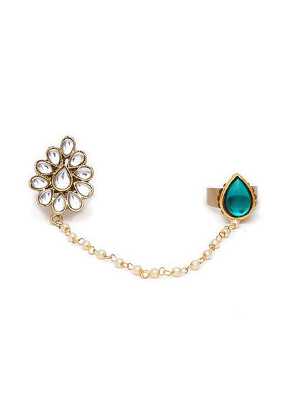 Green Dynamic Duo Two Finger Ring