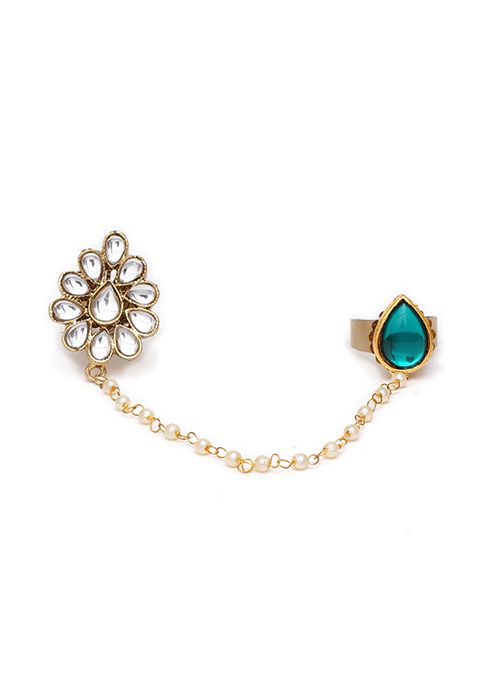 Green Dynamic Duo Two Finger Ring