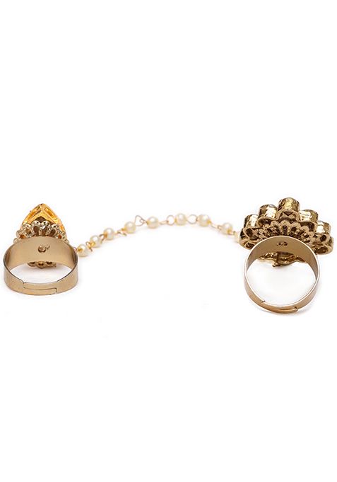 Green Dynamic Duo Two Finger Ring