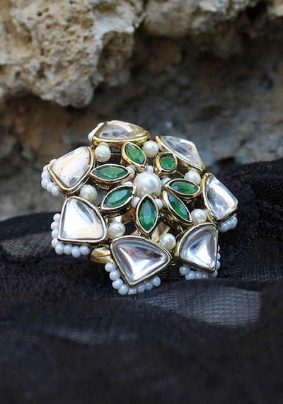 Green Geometric Aesthetic Ring