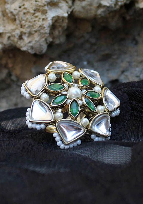 Green Geometric Aesthetic Ring