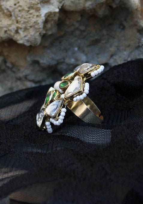 Green Geometric Aesthetic Ring