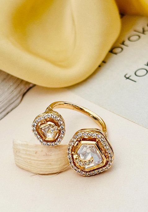 Gold Plated Cubic Zircon American Diamond Rings