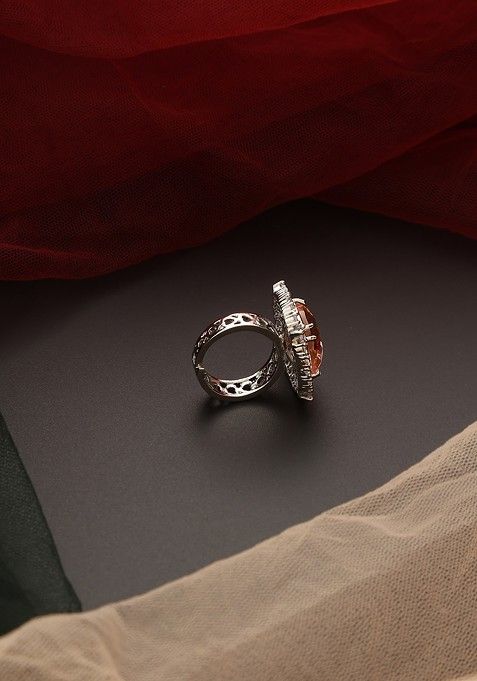 Topaz Silver Tone Zirconia Ring