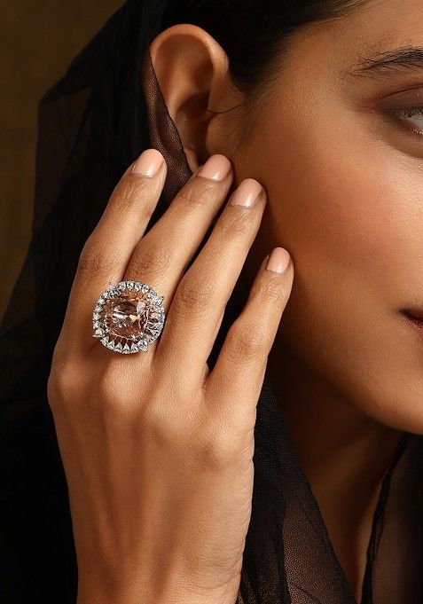 Topaz Silver Tone Zirconia Ring