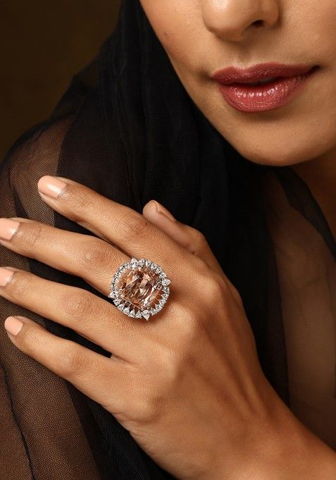 Topaz Silver Tone Zirconia Ring