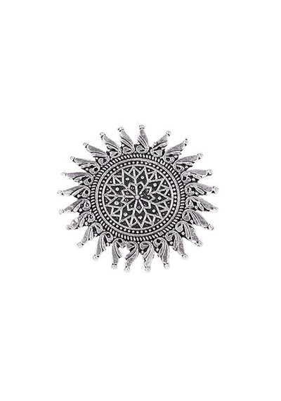 Silver Oxidised Abstract Sunflower Ring