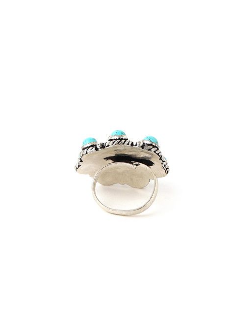 Silver Oxidised Blue Stone Ring