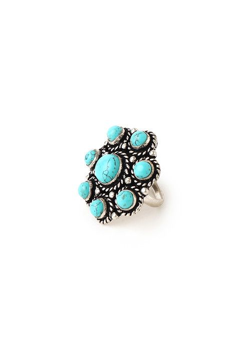 Silver Oxidised Blue Stone Ring