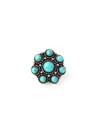 Silver Oxidised Blue Stone Ring